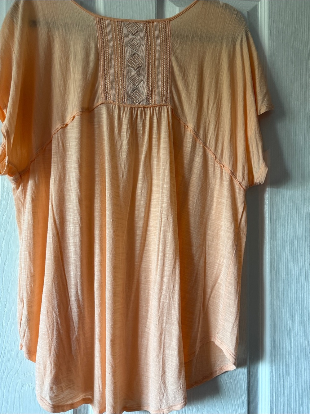 American Eagle Outfitters Peach Lace-Yoke Peasant Tunic - Picture 5 of 6